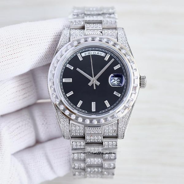 

diamond watch automatic mechanical watches 41mm diamonds steel strap wristwatches living waterproof designer wristwatch montre de luxe festi, Slivery;brown