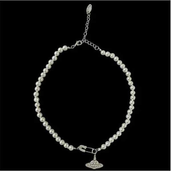 

luxury jewelry fashion satellite planet pearl necklace clavicle chain necklace baroque choker for women267o, Silver