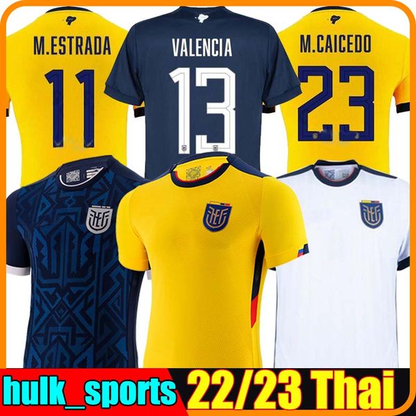 

ecuador 2022 world cup soccer jerseys caicedo valencia pervis estupinan 22/23 j. cifuentes gonzalo plata michael estrada football shirts sar, Black;yellow