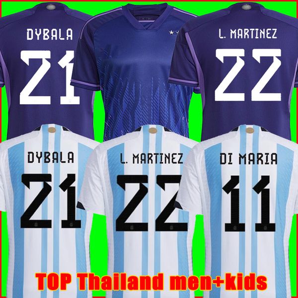 

2022 argentina soccer jersey fan player edition di bala martinez maradona de paul soccer shirt 22 23 men women kids suit uniform with socks, Black;yellow