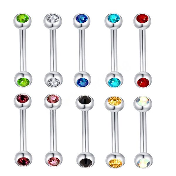 

crystal eyebrow piercing curved barbell banana ring stainless steel lip snug daith helix earrings cartilage jewelry, Silver