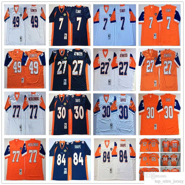 

mitchell and ness vintage football 18 peyton manning jerseys steve atwater shannon sharpe john elway terrell davis dennis smith karl mecklen, Black;red