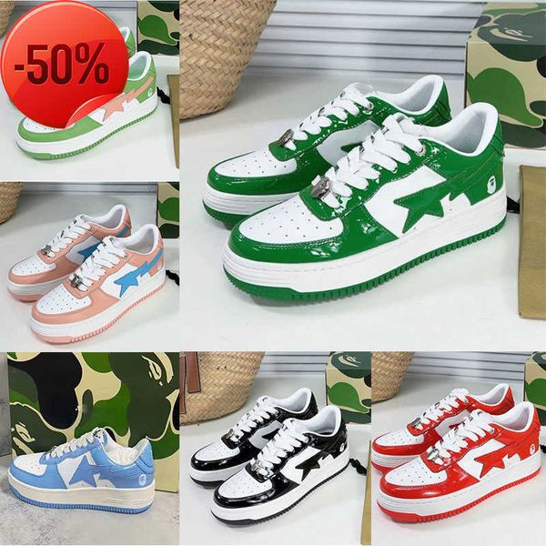 

men and women fashion sk8 sta camo bapestas baped casual shoes black white green red orange camo sneakers platform shoes