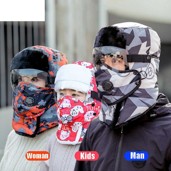 

autumn and winter thickened hat warm masked hat outdoor cycling mask goggles anti-fog mask riding windproof mask for kids adults