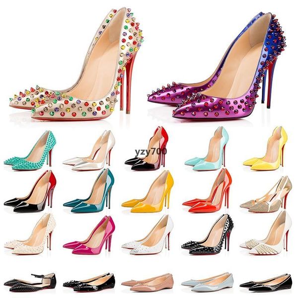 

red-bottoms christians 2021 luxurys designers shoes with box high heels women party wedding loafers spikes pointed toes pumps dress ubm, Black
