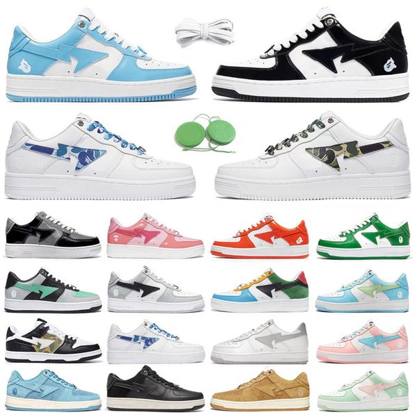 

bapesta baped ape men running shoes bapestas patent leather blue orange green black white pastel camo beige tokyo mens trainers sports sneak