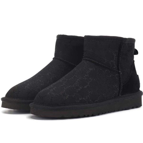 

warm boots mini snow boot ankle bootss australian classic winter full fur fluffy furry satin usa gs 585401 women 's kids booties slippe, Black