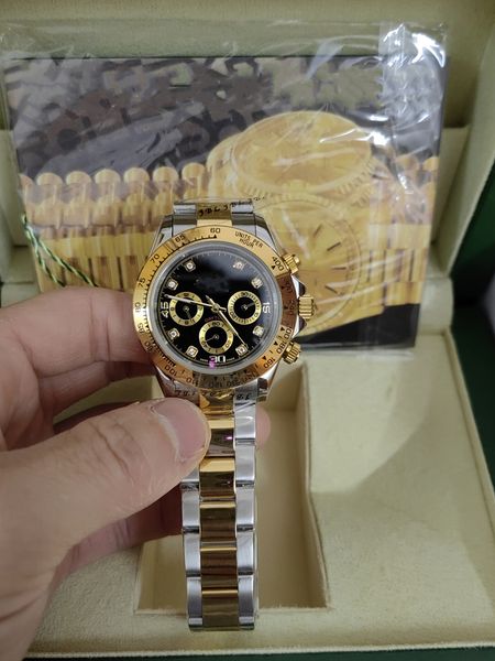 

with original box watch 40mm 116503 116509 116519 116520 116523 sapphire 18k yellow gold no chronograph mechanical automatic mens watches 20, Slivery;brown