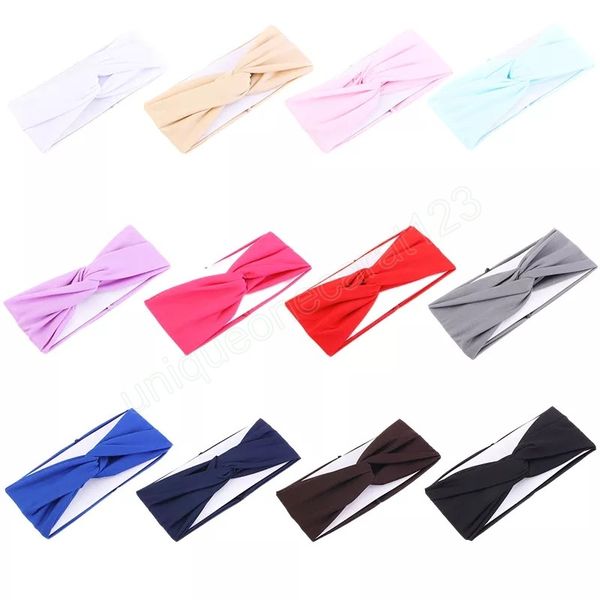 

soft solid color twist knot wide elastic headband fashion womens hair band simple yoga sports hair accessories, Silver