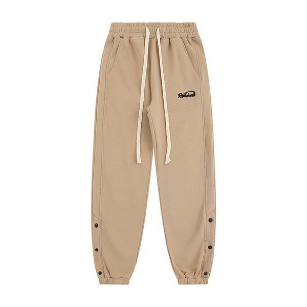 

ankle button pants men elastic waist fleece sweatpants women, Black;brown