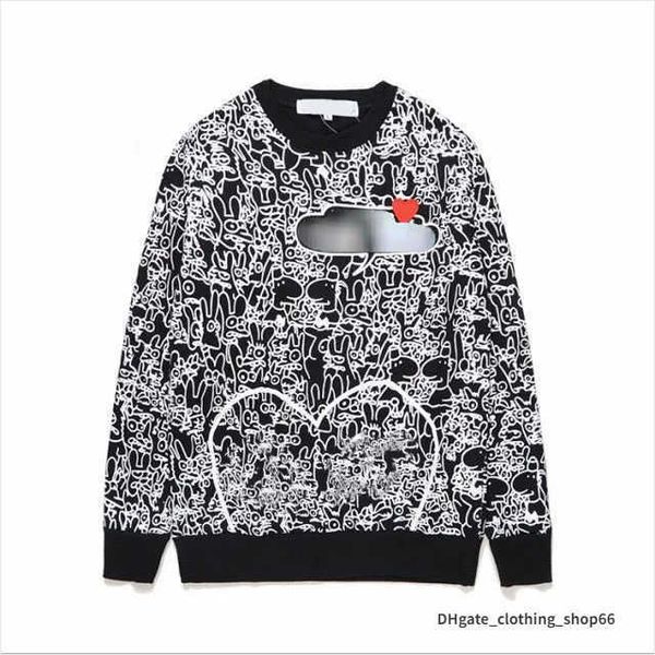 

23ss designer men's hoodies play sweatshirts commes jumpers des garcons letter embroidery long sleeve pullover women red heart loose sp, Black