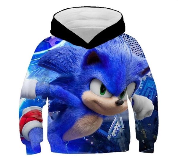

super sonic 3d hoodies children sweatshirt coat long sleeve pullover cartoon sweatshirt tracksuit hoodedpantsfamily clothing y20, Blue