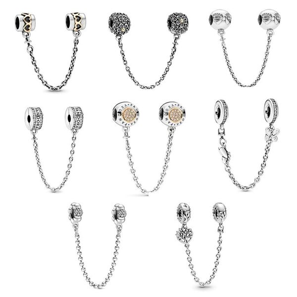 

classic 925 sterling silver safety chain jewelry findings components fit original pandora bracelets women diy233l, Blue;slivery