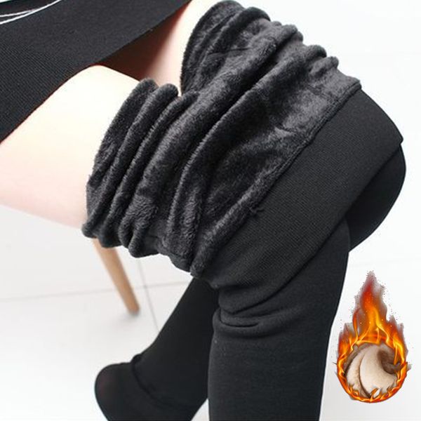 

women's leggings winter leggings knitted velvet casual high elastic thickened warm black women's pants slim fitting le 221119
