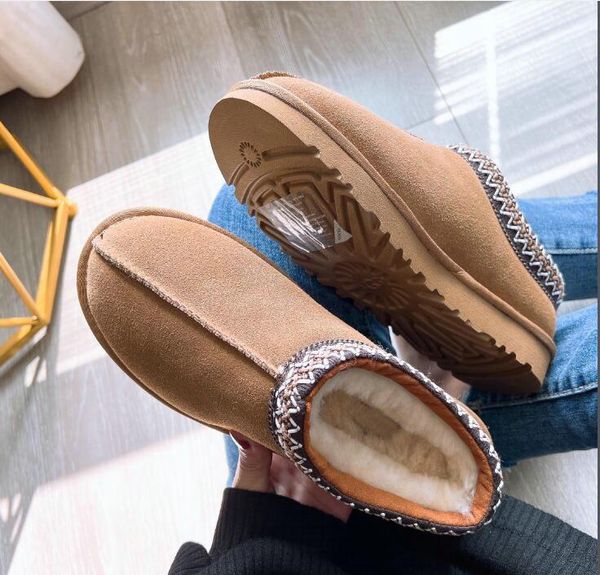 

2023 christmas taz classic snow boots designer mini chestnut australia slipper australian warm boot winter fur booties size 35-43 tre, Black