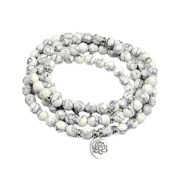 

yoga synthetic white pine bracelet jewelry hand string lotus rosary bracelet, Silver