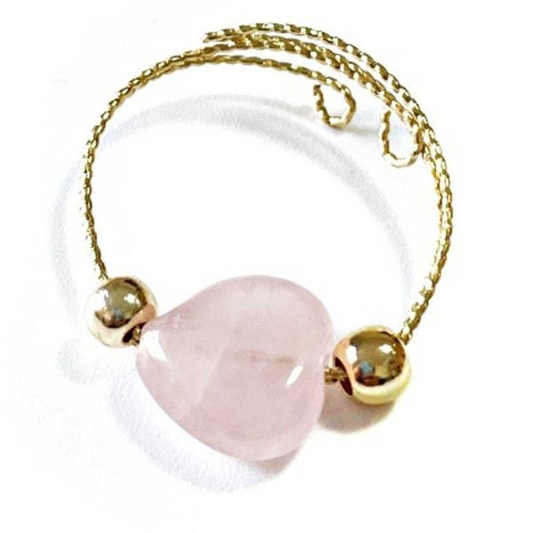 

band heart rings natural stone crystal agate healing rose quartz crystal ring for women, Silver