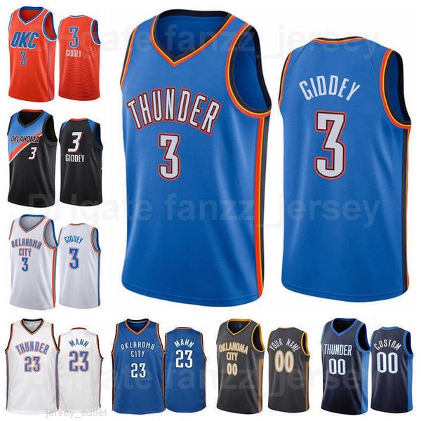 

printed basketball tre menn jersey 23 josh giddey 3 derrick favors navy blue black white grey orange team color breathable for sport fans, Black;red