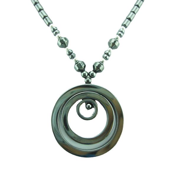 

beaded necklace hematite necklace magnetic therapy jewelry camp multi-layer eccentric ring pendant for women, Silver