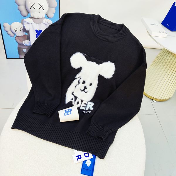 

embroidery white knitwear round neck men women black sweaters
