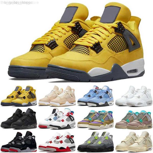 

4 4s mens basketball shoes shimmer lightning cactus jack red thunder sail university blue black cat men trainers sports sneakers size 7-13 c