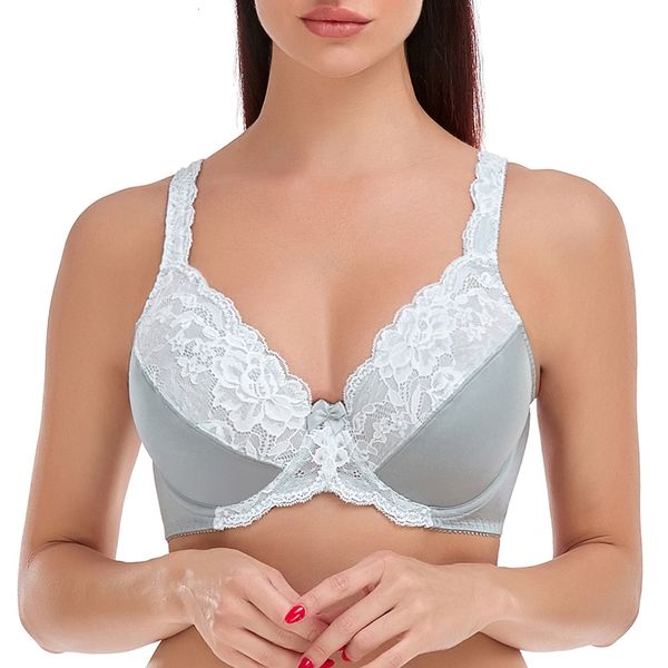 

bras plus size lager bosom lace embroidery minimizer for womens underwire lette ssiere f g h i cup 221119, Red;black