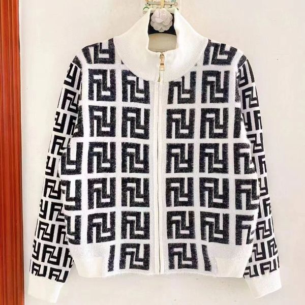 

Sweater Womens designer sweaters woman cardigan Short Coats jackets letter Classic Printing Stand Neck Zipper Coat knitted sweater Fashion Women Clothing, Yellow