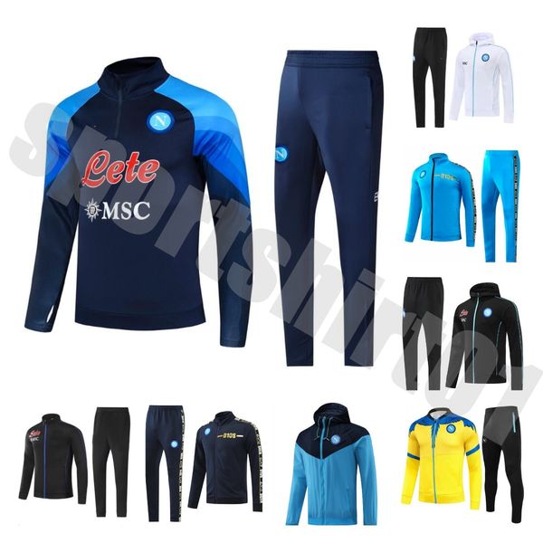 

2021 2022 2023 napoli soccer jacket training suit 21 22 23 men kids naples football tracksuit mertens koulibaly long zipper sportswear set, Black