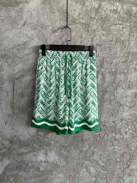 

mens shorts fashion luxury design beach basketball shorts casual summer pants short 100%silk green striped check print comfortable sport run, White;black