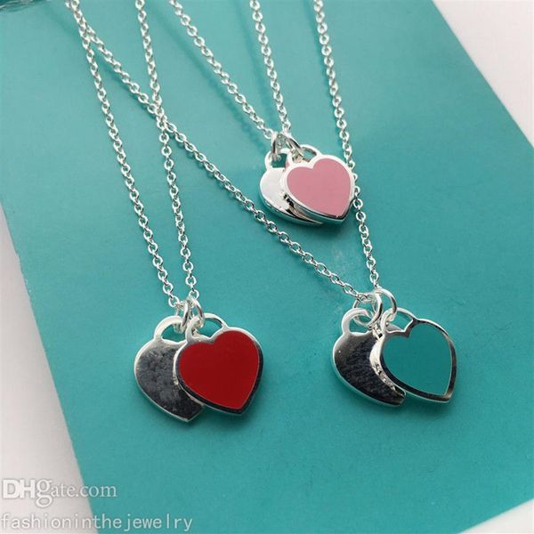 

luxury necklace designer jewelry wedding gift blue red pink silver heart key pendants necklaces for women design whole re jewellery lon247k