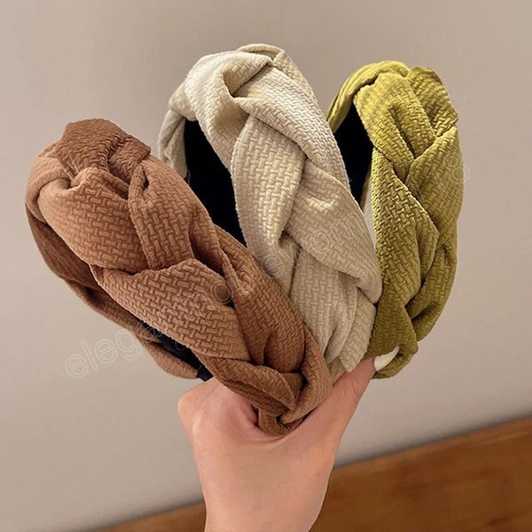 

solid color fabric weave winding headbands fashion hair accessories women trend casual temperament hairband, Silver