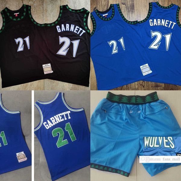 

mitchell and ness real embroidery kevin basketball 21 garnett jerseys retro blue black 1997-98 man stitched breathable sport jersey just don, Black;red