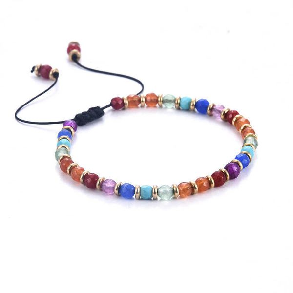 

handmade jewelry wholesale birthday 4mm seven chakra bracelet beaded bohemian copper piece jewelry color braided bracelet, Black