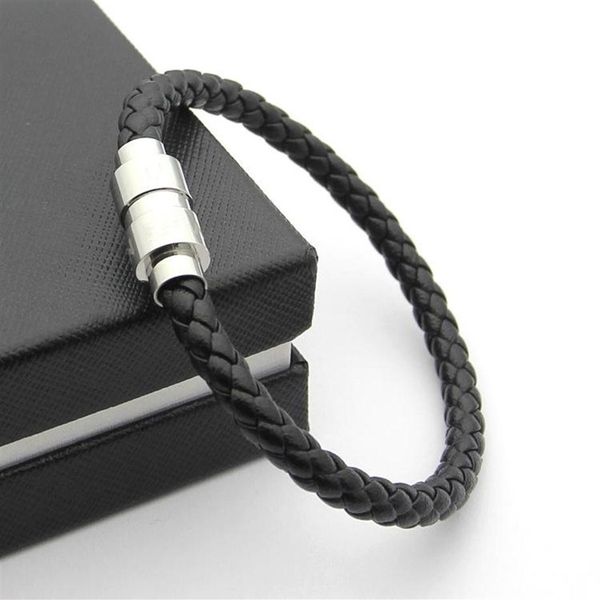 

classics black woven leather bracelet magnetic shut men bracelets french man's jewelry charm bracelets as christmas g218i, Golden;silver