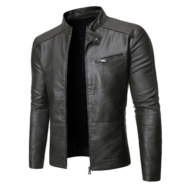 

men's leather faux pu casual jacket men spring autumn coat motorcycle biker slim fit outwear male black blue clothing plus size s-3xl 2