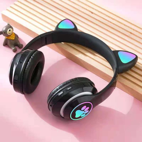

yezhou cat ear true bluetooth earphones foldable noise cancel headphone head-mounted wireless sports luminous game headset live voice headse