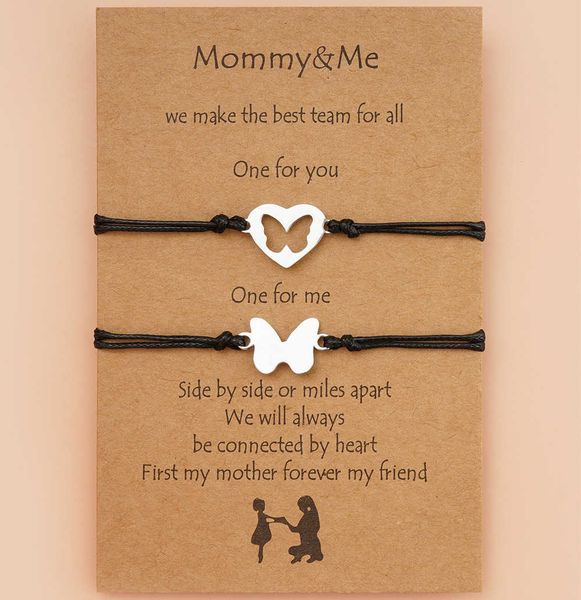 

mother's day card bracelet creative stainless steel hollow butterfly bracelet hand rope, Golden;silver