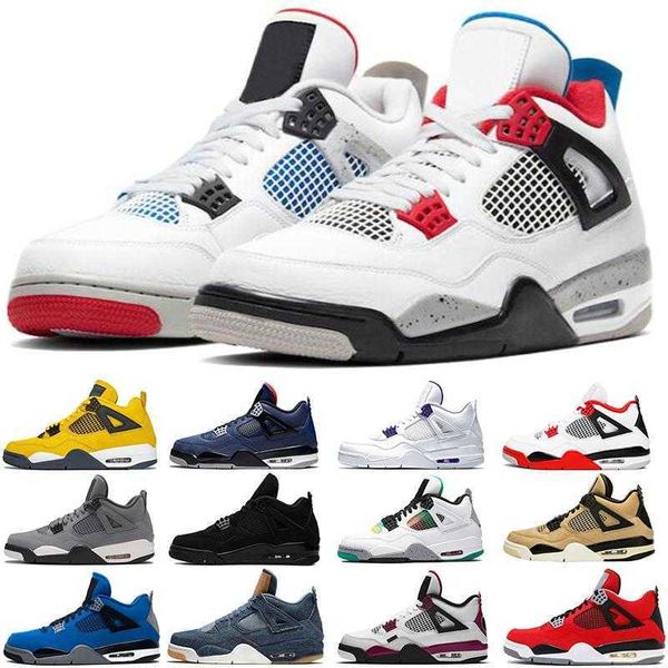 

2022 4s mens womens basketball shoes university blue white oreo shimmer bred red thunder royalty men trainers sports sneakers, Black