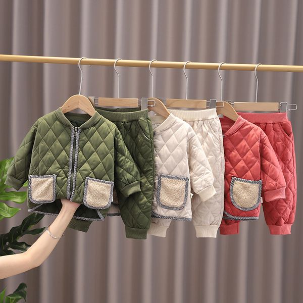 

new autumn baby girls fashion clothes children boys jacket pants 2pcs/set winter toddler casual costume infant kids tracksuits, White