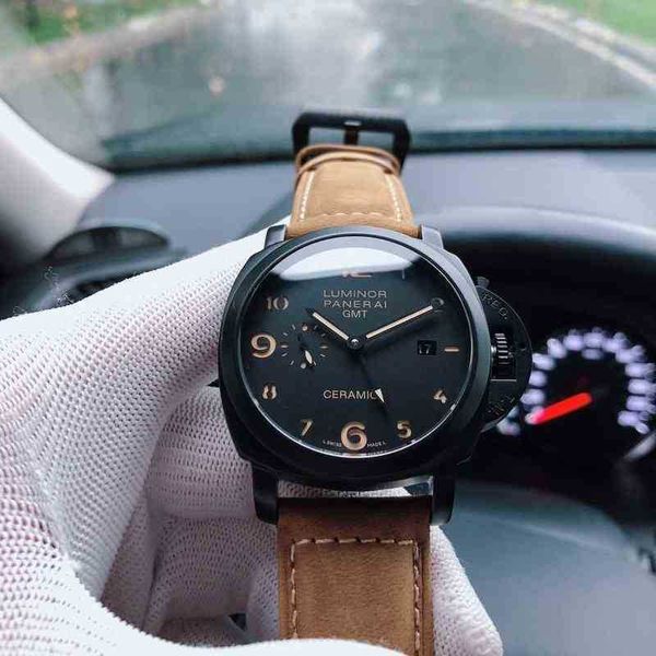 

limited edition vs carbon fiber ceramic paneraiswatch luxury mechanical movement watch panera automatic sapphire mirror 44mm 13mm imported c, Slivery;brown