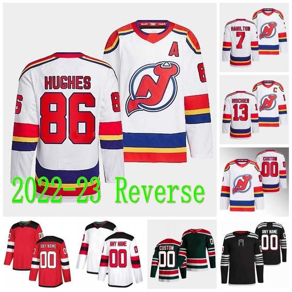 

devils jack hughes jerseys ondrej palat nico hischier dawson mercer miles wood mackenzie blackwood simon nemec andrew hammond tyce thompson, Black;red