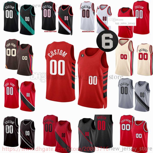 

custom 2022-23 new printed basketball jerseys 17 shaedon sharpe 1 anfernee simons 4 greg brown iii 2 trendon watford 34 jabari walker 00 gar, Black;red