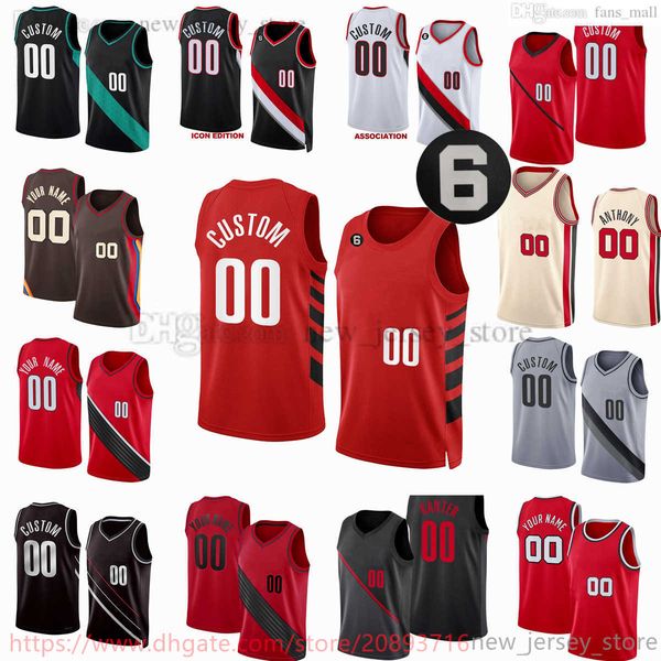 

custom 2022-23 new printed basketball jerseys 17 shaedon sharpe 1 anfernee simons 4 greg brown iii 2 trendon watford 34 jabari walker 00 gar, Black;red