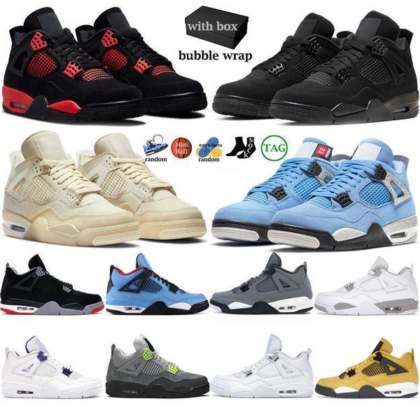 

jumpman 4 4s black cat basketball shoes red thunder sail university blue neon white oreo pure money white cement metallic purple men women