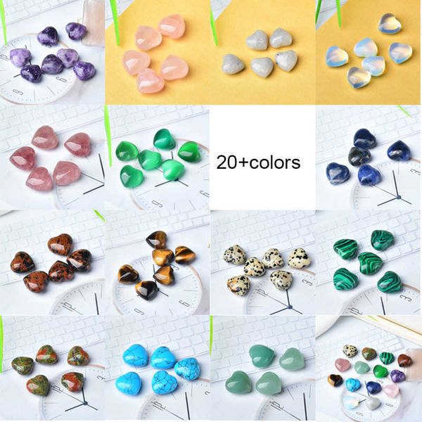 

healing crystals stones heart love natural quartz gemstone reiki meditation gifts 0.6" 15mm, Black