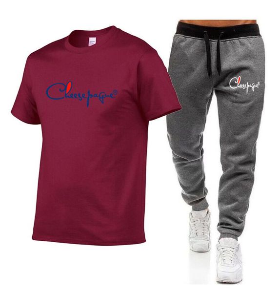 

Men Fashion Tracksuits Sets Summer Suit Fitness Suit Quick-drying Short-Sleeved Shorts Tracksuit O-Neck Solid Sportswear Brand LOGO Print, 20