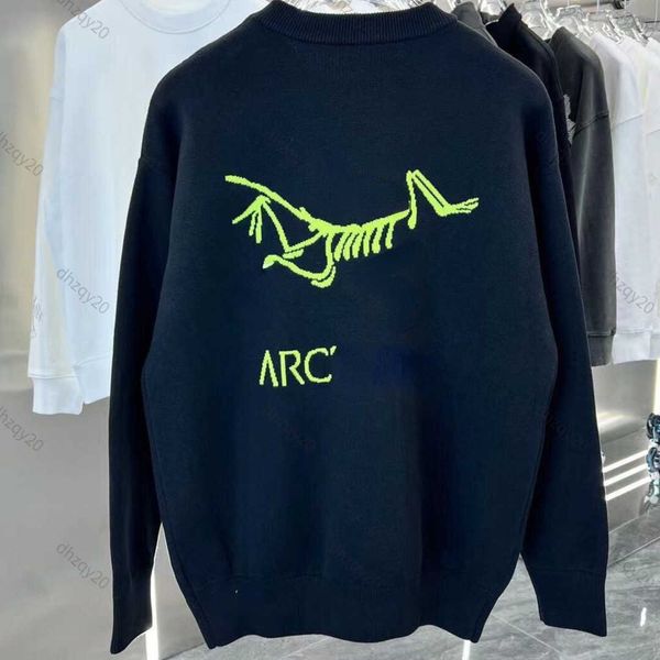 

arc sweater designer wool knitwear embroidery pattern round neck pullover autumn winter thickened sweatshirt mens and womens warm coat casua, White;black