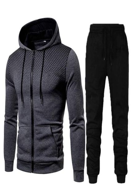 

jogging clothing men039s set casual autumn hoodies pants tracksuit sportswear long hooded with zipper sweatshirts harajuku ma7300751, Black;red