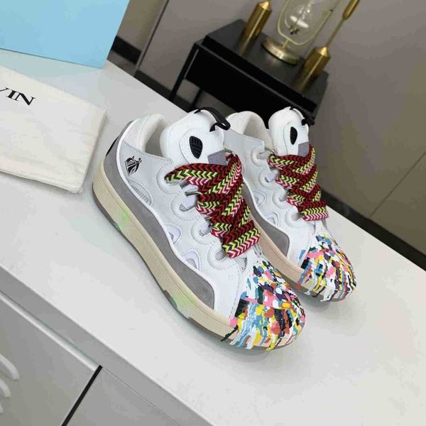 

designer shoe lanvins sneakers dress shoes luxury thick soled casual sneaker spring 2023 men women outdoor sport trainer, Black