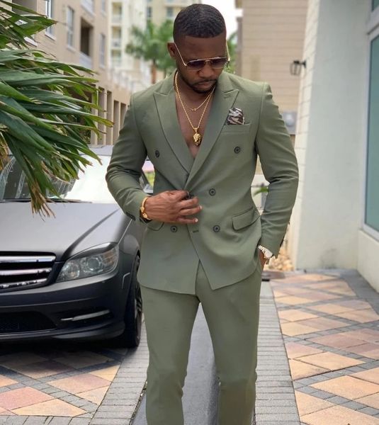 

new arrival green tuxedos double breasted men suits custom made 2 pieces wedding slim fit tuxedo terno masculino prom groom blazer, Black;gray